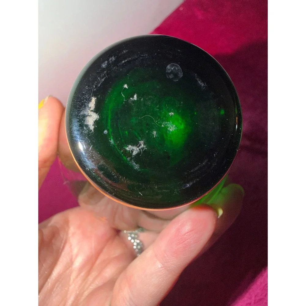 Vintage Vecchia Murano Emerald Green Art Glass Vase 24K Gold Gilt Baroque Italy